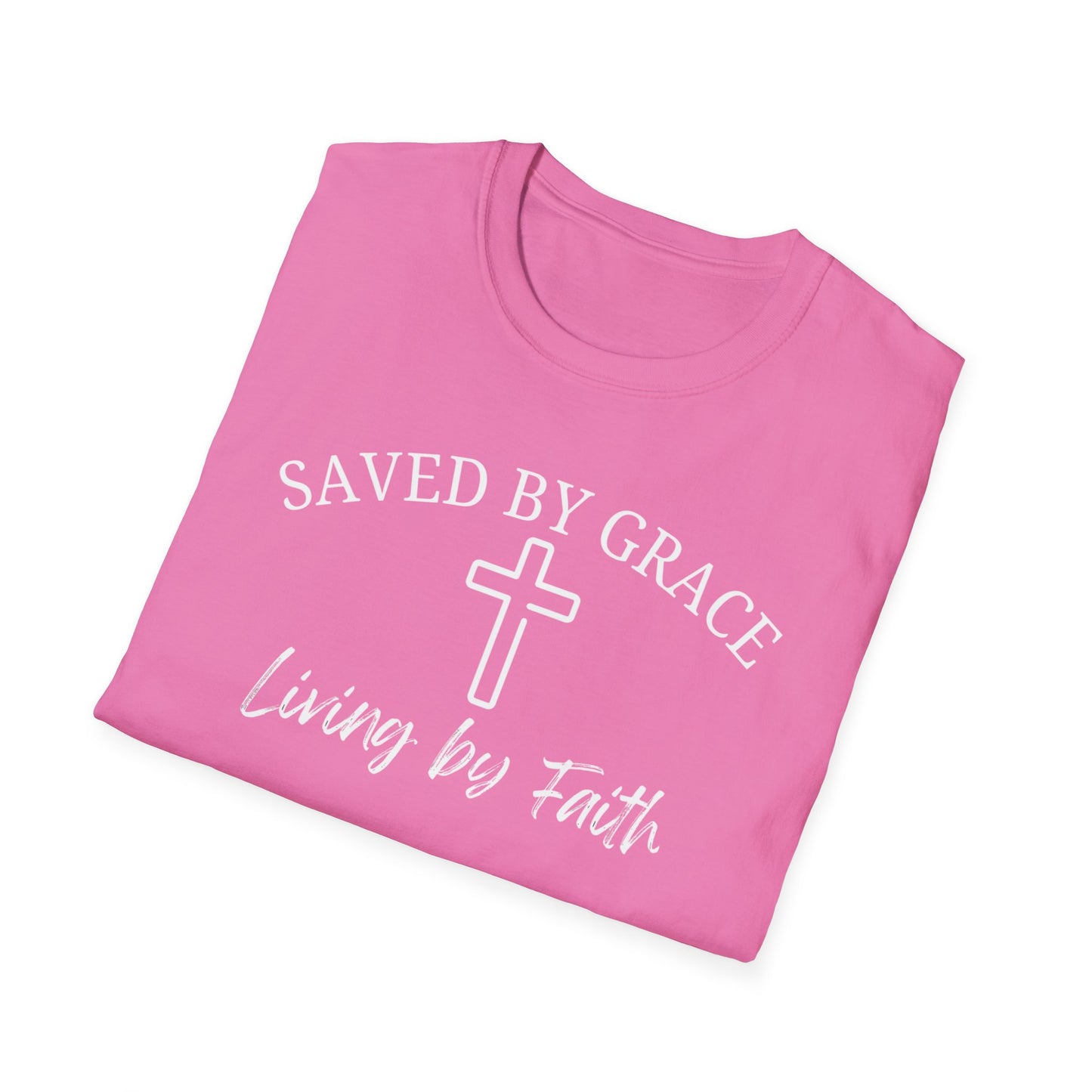 "Saved by Grace Living by Faith" T-Shirt – Unisex Christian Tee for Daily Inspiration