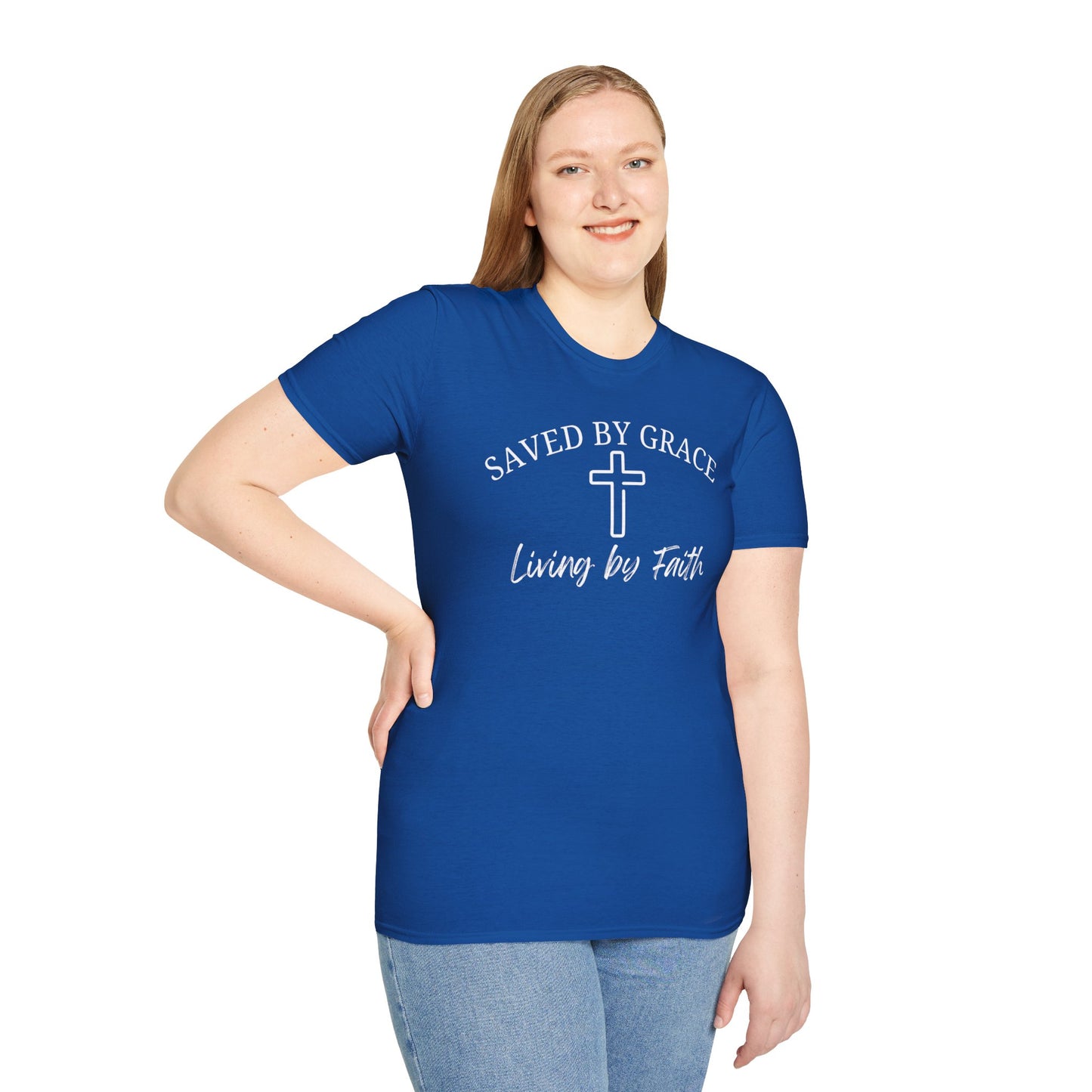 "Saved by Grace Living by Faith" T-Shirt – Unisex Christian Tee for Daily Inspiration