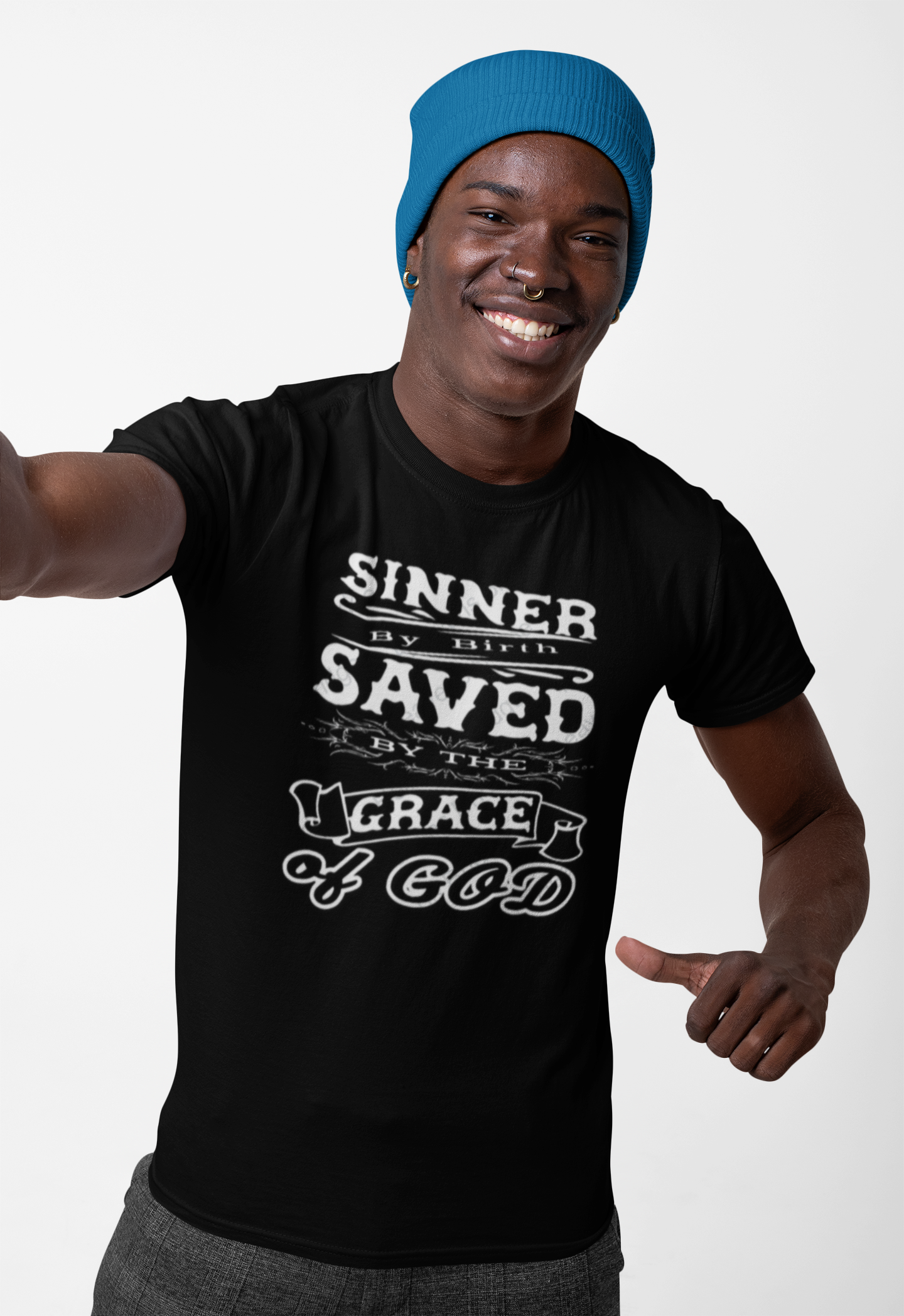 "Sinner by Birth, Saved by Grace" Christian T-Shirt – Faith Statement Tee for Men & Women