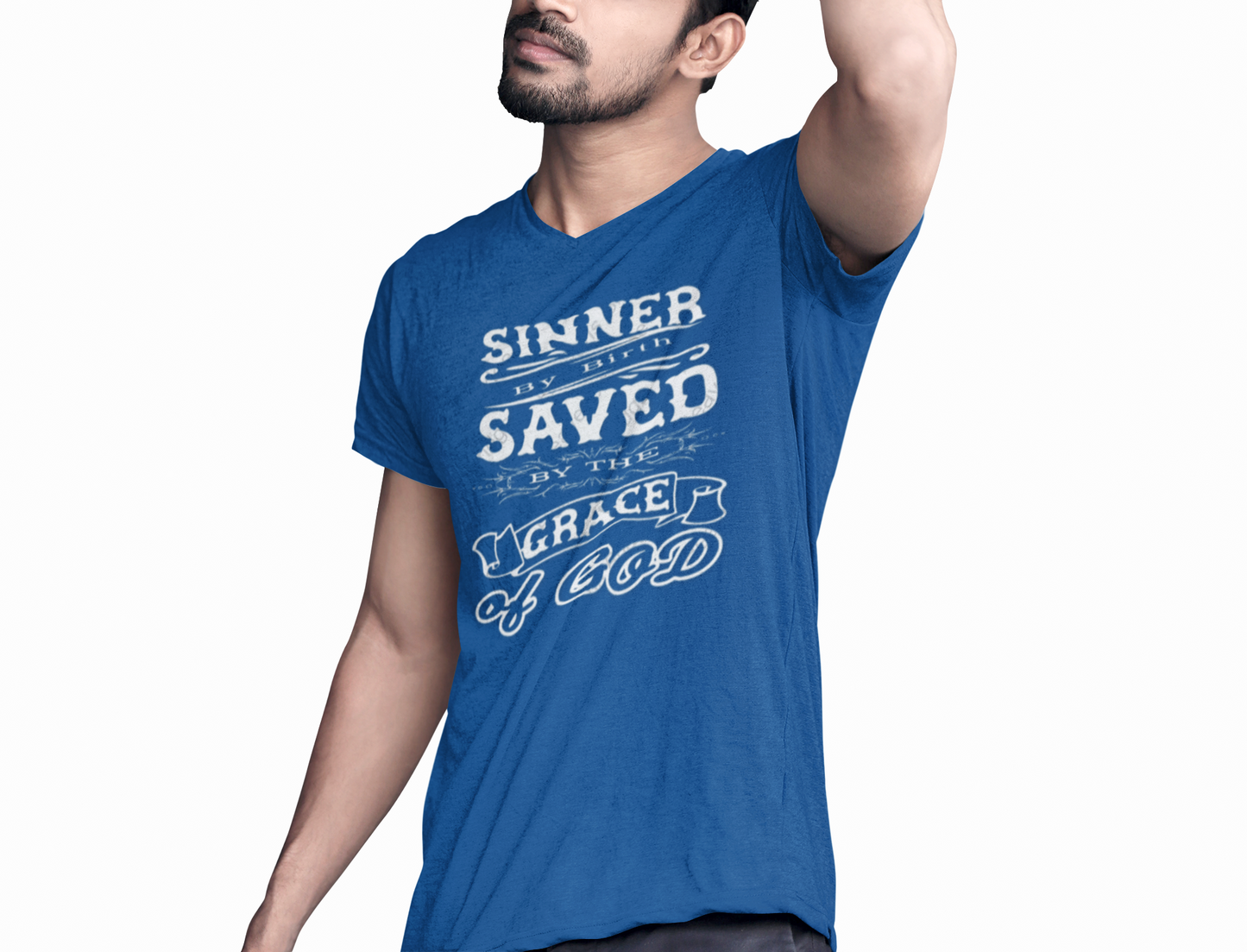 "Sinner by Birth, Saved by Grace" Christian T-Shirt – Faith Statement Tee for Men & Women