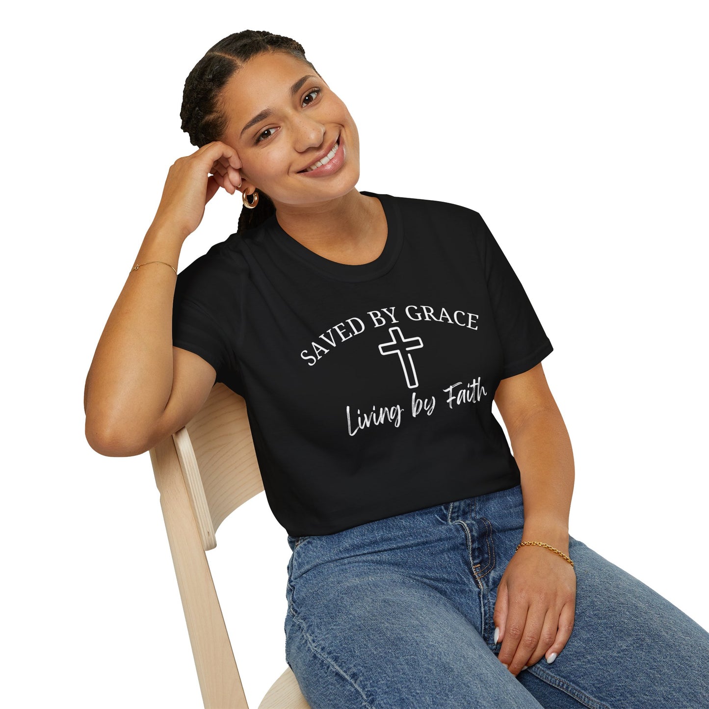 "Saved by Grace Living by Faith" T-Shirt – Unisex Christian Tee for Daily Inspiration